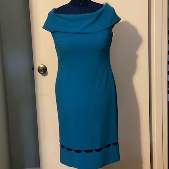 Shoshanna Off the Shoulder Cocktail Dress Cobalt Blue Size 12 - Picture 5 of 7